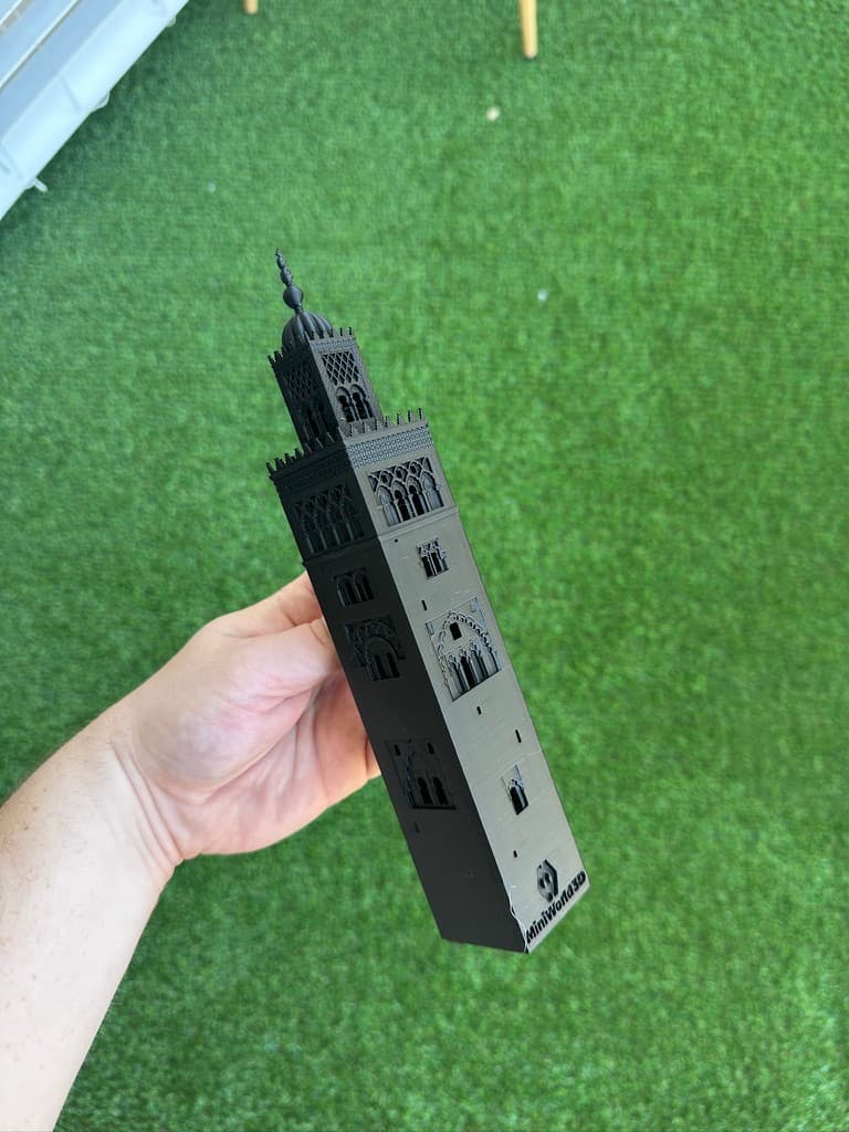 Detailed 3D printed tower with fine surface features